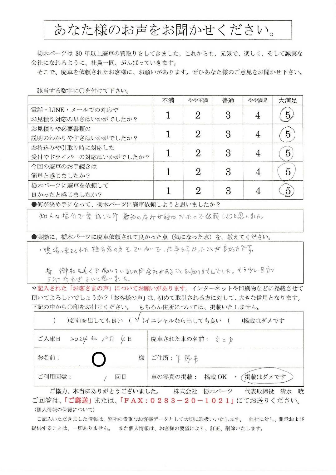 最初の対応が親切だった